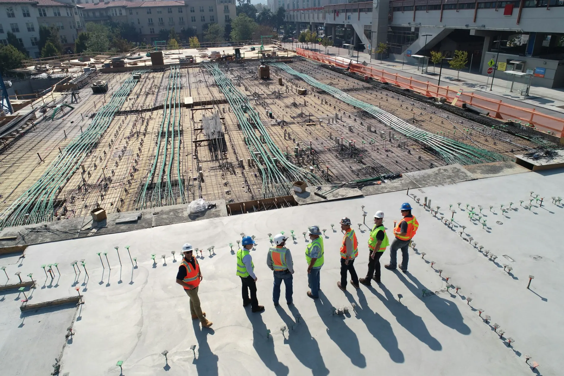 Construction Antalya team overseeing a reinforced foundation on site